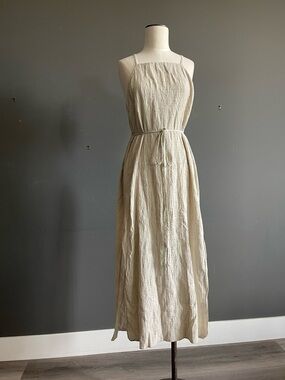 The Handloom Cotton Gauze Midi Dress Neutral Minimal Organic Ethical Ethereal